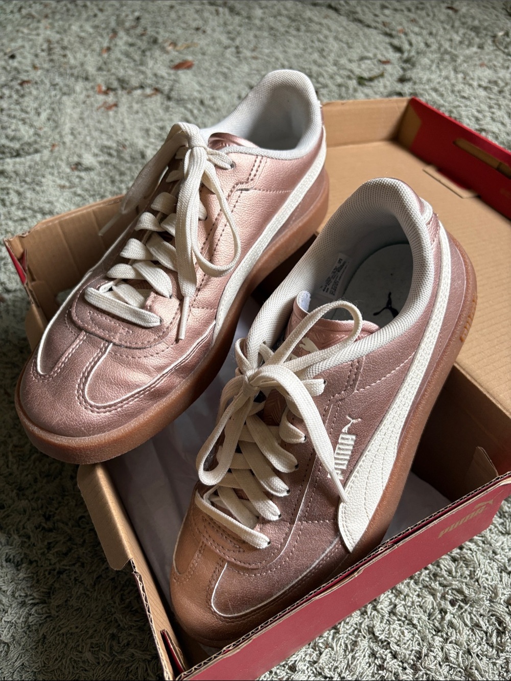 Puma Women's Metallic Pink Low-Top Sneakers with White Formstrip